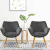 2pcs Dining Chairs Grey Velvet Padded Seat w/Gold Metal Legs Kitchen Restaurant
