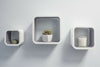 Set of 3 Floating Cube Square Wall Shelves – Two Tone Modern Storage Décor