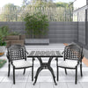 5Pcs Cast Aluminum Bistro Set Garden Furniture Dining Table Chairs with Cushions