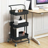 3 Tier Slim Kitchen Storage Trolley Cart Rack Tray Shelf Rolling Wheel W/ Handle