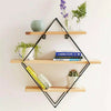 3 Tier Floating Shelves Metal Wood Wall Shelf Hanging Decor Storage Display Rack