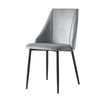 2 X GREY MODERN Velvet Dining Chairs Black Metal Legs Padded Seat High Back Soft