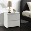 Small Bedside Table Nightstand White / Black Matte Storage Cabinet 2 Drawers