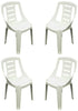 Set Of 4 Plastic Bistro Chairs Garden Chairs Stacking Banqueting Chairs White
