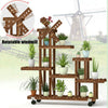 Multi Tier Flower Rack Plant Pot Stand Wood Shelves Bonsai Display Shelf Indoor