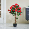 90cm Artificial Red Rose Flower Tree Potted Fake Plant Indoor Outdoor Home Decor