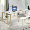 Computer Desk Laptop PC Study Table Desk with Bookhelf Workstation Marble Effect