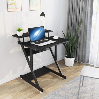 Small Computer Desk Laptop Study Writing Table Workstation w/Shelf&Monitor Stand