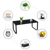 Glass Coffee Table with Metal Frame Side End Table Modern Living Room Furniture