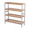 4 Tiers Bamboo Shoe Rack Storage Shelf Display Stand Organiser Unit Cabinet