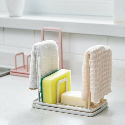 Kitchen Organizer Dish Cloths Drain Rack Clean Sponge Holder Rag Storage Shelf