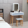 Vanity Table Set Makeup Dressing Table w/ LED Adjustable Mirror Stool 2 Drawers