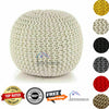 Knitted Pouffe footstool Large Chunky 50cm Round Cotton Ottoman Beanbag Rest UK
