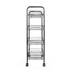 Kitchen Storage Cart Household living room 4 Tier Utility Cart With Hook Black