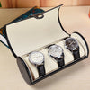 Vintage Watch Box Organizer Case Travel Storage Gift 3Slot Round Roll Collection