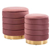 VELVET STORAGE OTTOMAN ROUND POUFFE FOOTREST VANITY DRESSING SEAT STOOL