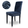 Velvet Dining Chair Cover Removable Seat Protector High Back Chair Elastic Cover