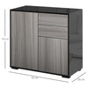 Side Cabinet with 2 Door Cabinet and 2 Drawer for Home Office Grey Black