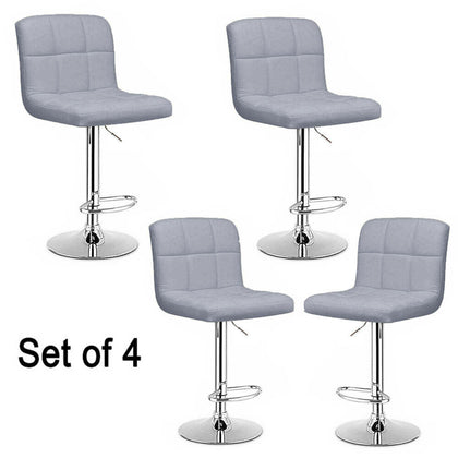 4 x Breakfast Bar Stools Faux Leather Gas Lift Home Kitchen Swivel Chairs Grey