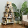 4 Tier Grey Wooden Ladder Shelf Bookcase Display Unit Bamboo Shelves