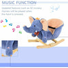Children Kids Wooden Rocking Horse Rocker Elephant Ride On Toy Gift Seat Songs