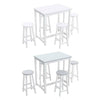 Pine Wood Dining Set in Table+ 4 Chairs Stools Grey/White Kitchen Home Furniture