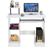 Wooden White Computer Desk Laptop PC Table Shelves Small Corner Workstation