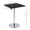 Modern Height Adjustable Bar Table with Square Tabletop and Metal Base Home
