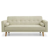 3 Seater Cream Sofa Bed Fabric New Foam Wood Legs Double Bed with 2 Cushions