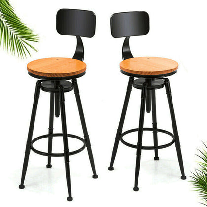 1x Breakfast Bar Stools Seat Industrial Retro Vintage Kitchen Dining Chair Wood