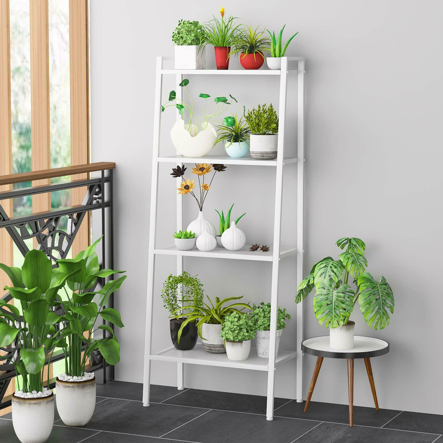Ladder Bookshelf 4Tier Ladder Shelf Display Storage Book Plant Flower Stand