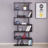 6 Shelf Wooden S-Shaped Z-Shelf Style Bookcase Storage Cabinet Bookshelf Home
