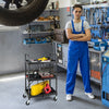 3-Tier Folding Storage Trolley Heavy Duty Tool Cart Rolling Storage Organizer