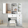 Modern Corner Dressing Table Makeup Desk w/ 6 Drawers & 1 Large Mirror White UK