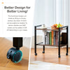 Side Table with Magazine Rack Adjustable Shelf Optional Bookends Castors, Brown