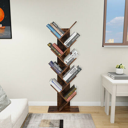 9 Tier Tree Bookshelf Bookcase Display Shelf Organiser Storage Home Office