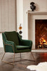 Vintage Danish Armchair Modern Room Seat Velvet Fabric Chair Retro Metal Lounge