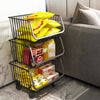 Mobile Kitchen Vegetable Fruit Storage Rack Stackable Metal Wire Basket Holder