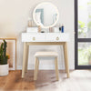 Modern Makeup Table Set Vanity Dressing Table W/ Stool LED Mirror & 4 Drawers