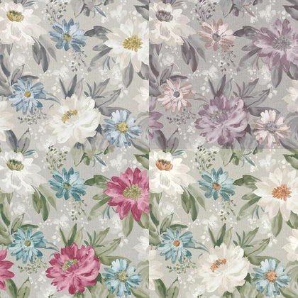 Arthouse Painted Dahlia Flower Pattern English Garden Hand Painted Wallpaper