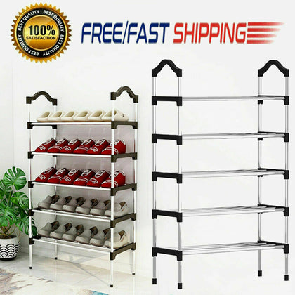 3 4 5 Tier Organiser Shelf Extendable Shoe Rack Stand Compact Space Saving UK