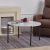 Modern Round Coffee Table Living Room Marble Effect Wooden Top Metal Leg Table