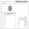 LED Dressing Table Set White Vanity Makeup Table 4 Drawers Adjustable Mirror