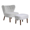 Fabric Armchair Sofa Buttoned High Back Upholstered with Foot Stool Accent Chair