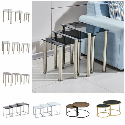 Modern Nest of Tables Coffee Table Side End Table Home Living Room Black White