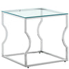 End Table Tinted Tempered Glass Top with Crescent Chrome Leg Design Modern