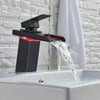 Black LED Waterfall Basin Sink Tap Bathroom Lever Single Handle Mixer Faucet UK