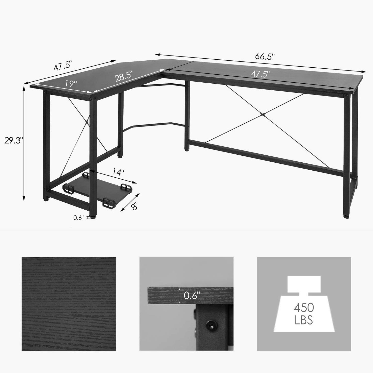 Large L Shape Computer Desk Laptop PC Study Table Home Office Workstation Gaming