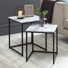 Set Of 2 Marble Effect Loft Range Nest Of Table Dinning Coffee Metal Frame Home