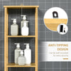 Tall Slim Bathroom Cabinet Freestanding Storage Organiser w/ 3 Shelves Natural